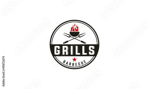 grill bbq logo in white background