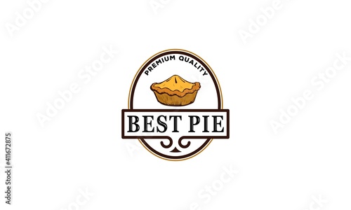 the logo for the best pie shop complete with pies that look good and delicious