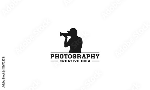 logo photography with an illustration of a professional person taking a picture