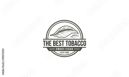 natural looking tobacco leaf illustration logo