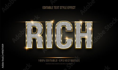 Modern Text style Effect with gold and shiny  glitter. Editable text.