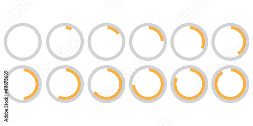 Infographic set with Orange circles loading. Ux, ui design concept. Time icon illustration. Chart concept. Stock image. EPS 10.