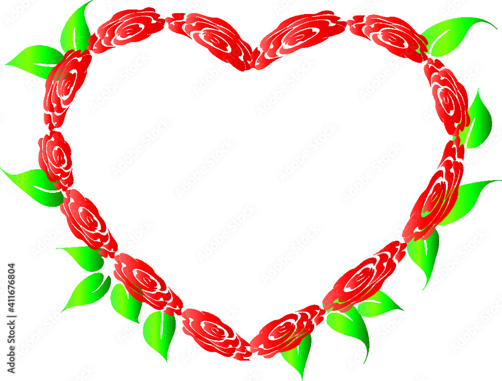 vector drawing rose heart shape border frame background design