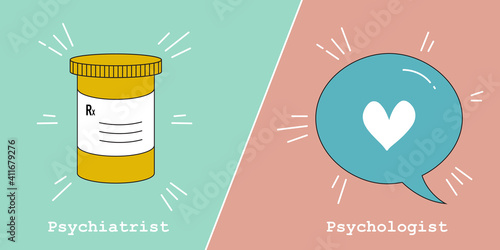 Psychologist vs Psychiatrist vectors 