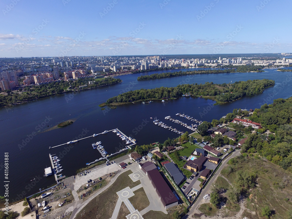 Fototapeta premium Panoramic view of Kiev (drone image).
