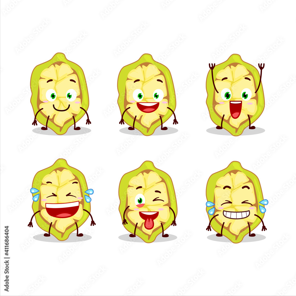 Cartoon character of slice of cupuacu with smile expression Cartoon character of slice of cupuacu with smile expression