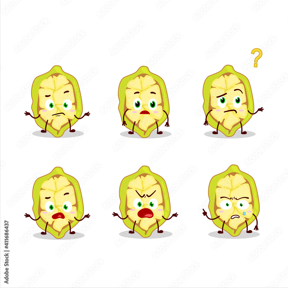 Cartoon character of slice of cupuacu with what expression Cartoon character of slice of cupuacu with what expression