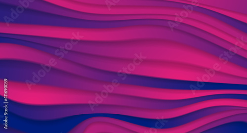 Blue and purple refracted curved waves abstract vector background