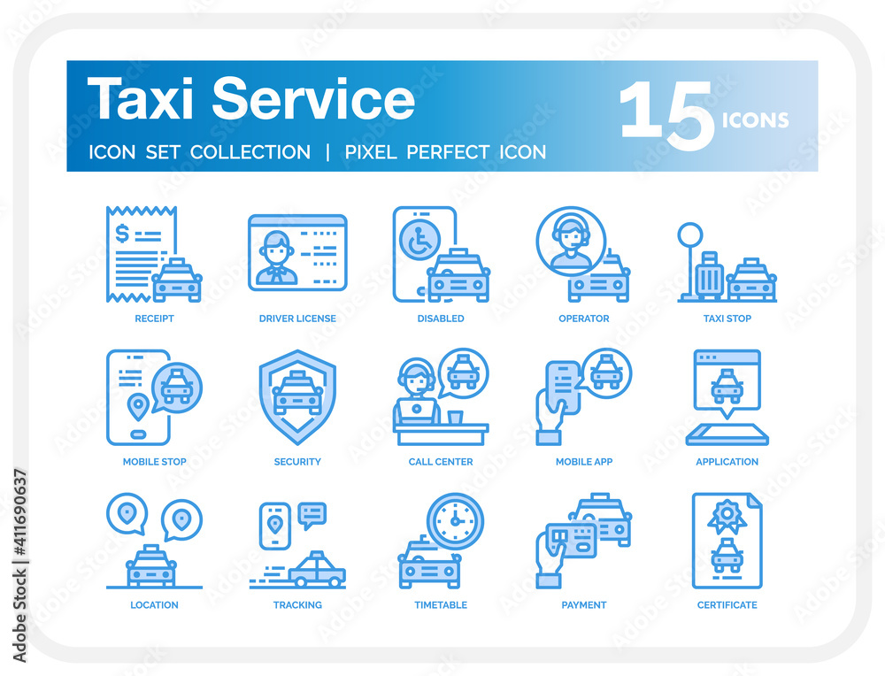 Taxi service icon set