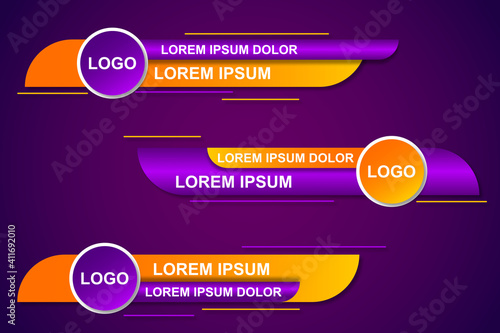 Modern stylish lower third banner template design. Graphic set of Broadcast News Lower Thirds Banner for Television. Vector video headline title. Vector illustrator