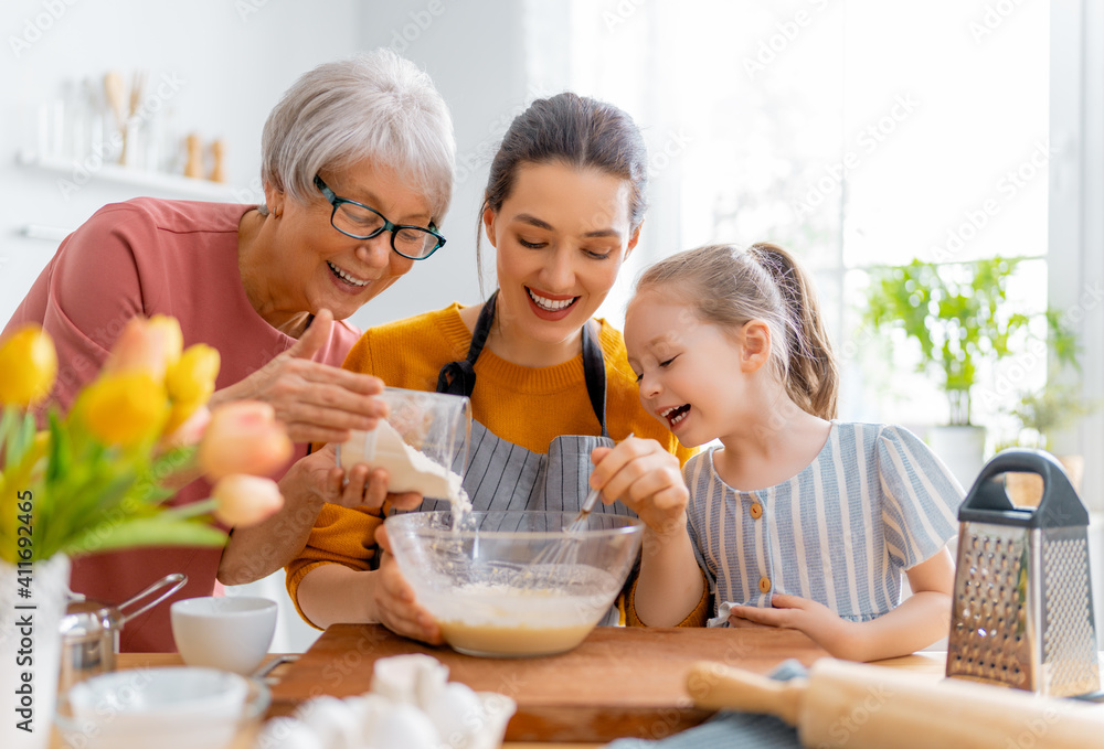 family are preparing bakery together family are preparing bakery together