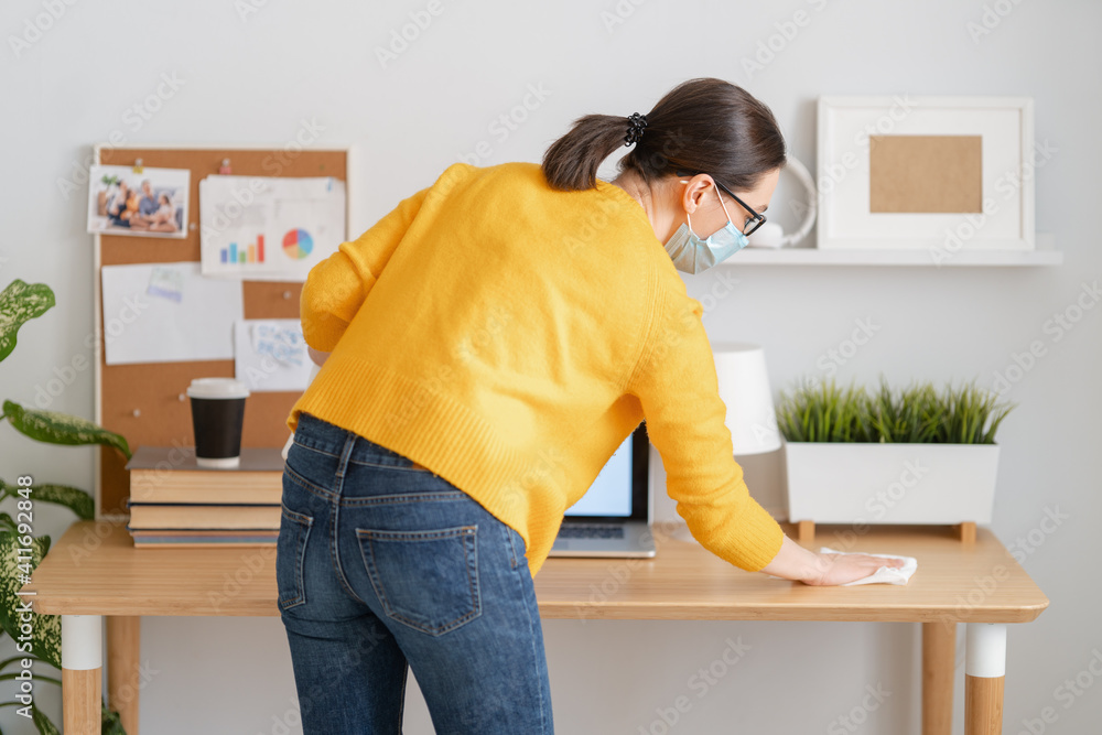 woman working in home office