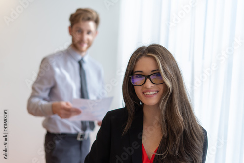 Office employees having a meeting