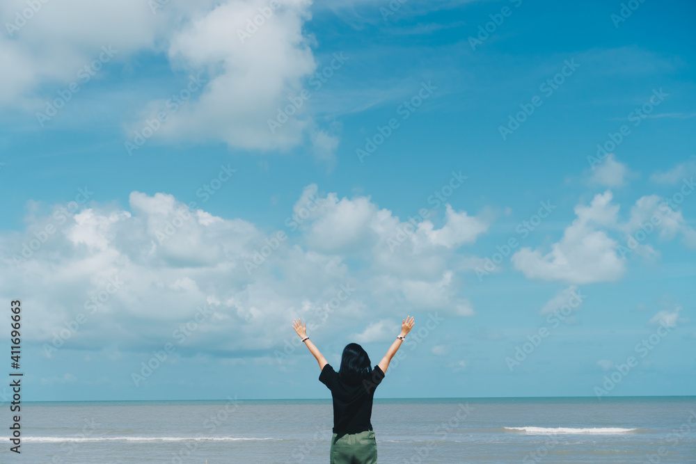 Woman travel around the world with summer beach freedom and relax life. Woman travel around the world with summer beach freedom and relax life.