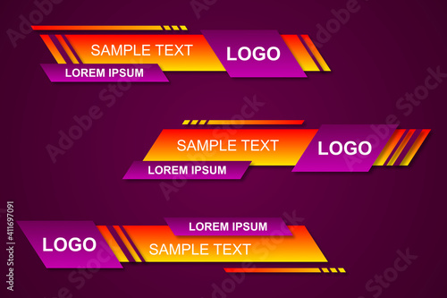 Modern stylish lower third banner template design. Graphic set of Broadcast News Lower Thirds Banner for Television. Vector video headline title. Vector illustrator
