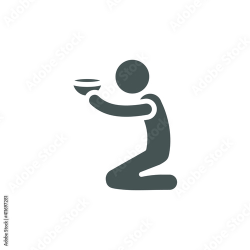 Poverty glyph icon. Simple solid style. Homless, beggar, hunger and poor concept. Vector illustration on white background. EPS 10