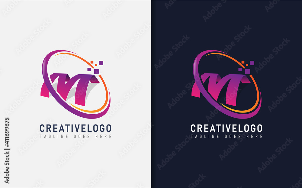 Creative Initial Letter M Digital Logo Design. Vector Logo Illustration. Creative Initial Letter M Digital Logo Design. Vector Logo Illustration.