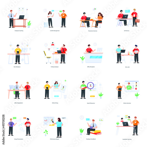Human Resources Flat Vectors Set
