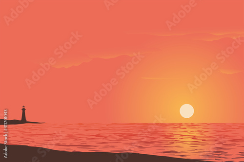 beautiful view of sunset gradient color concept vector illustration