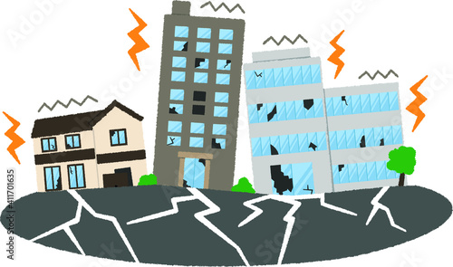 大地震のイラスト