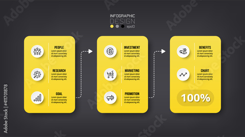Data analysis or planning by grouping data by design square can be used for business, company, marketing, research, vector, infographic design.