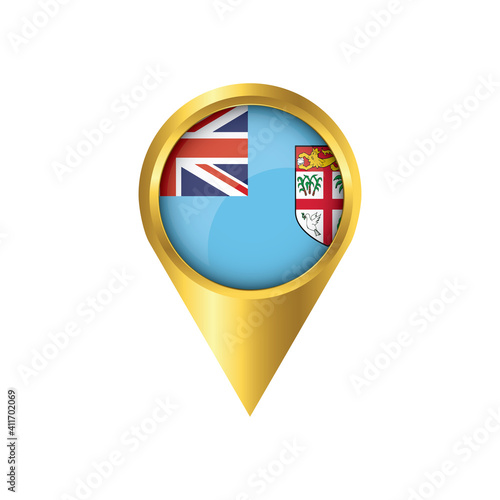 Free Download Flag of Fiji.symbol check in Fiji, golden map pointer with the national flag of Fiji in the button. vector illustration. - GFXLoad