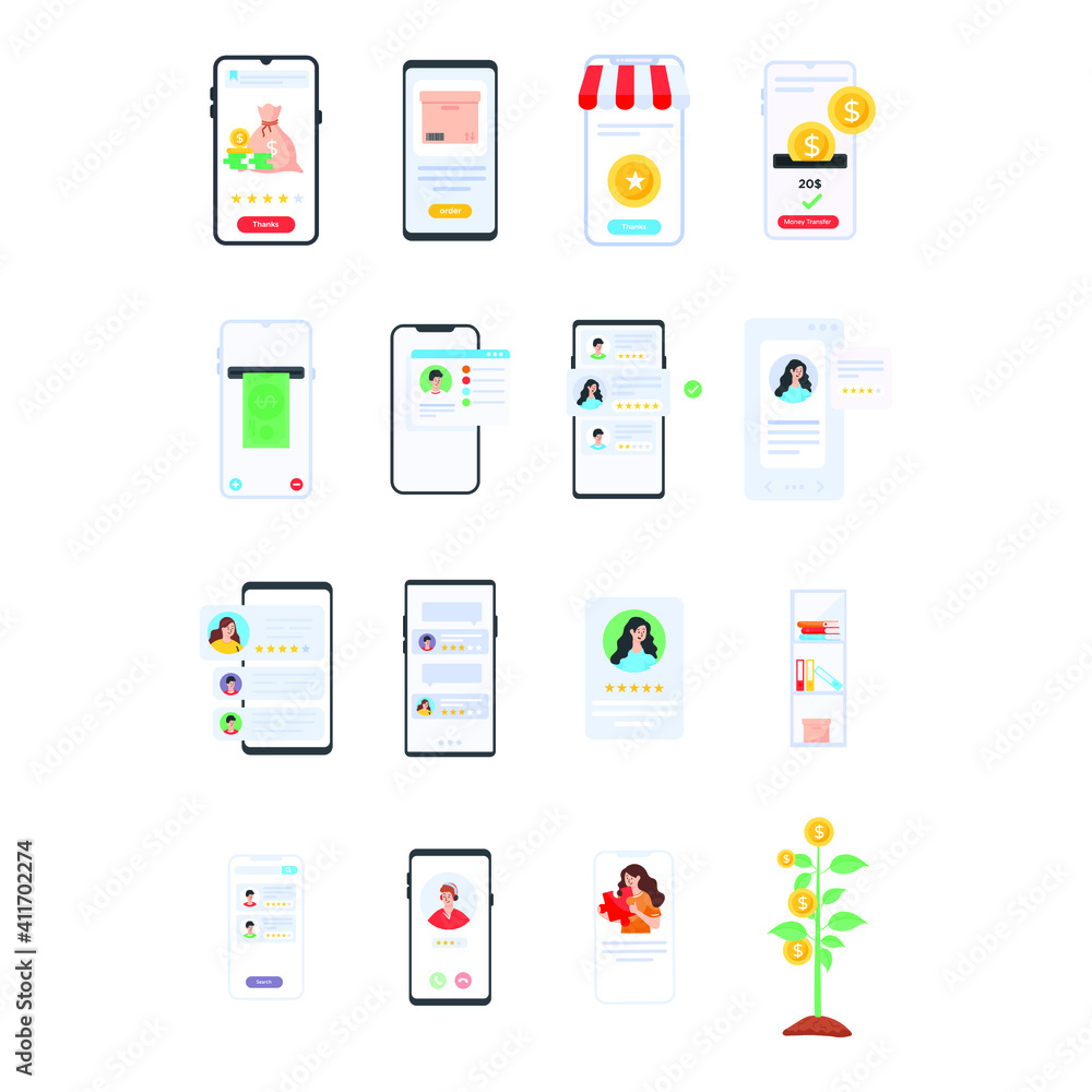Pack of Mobile Apps Flat Vectors
Pack of Mobile Apps Flat Vectors