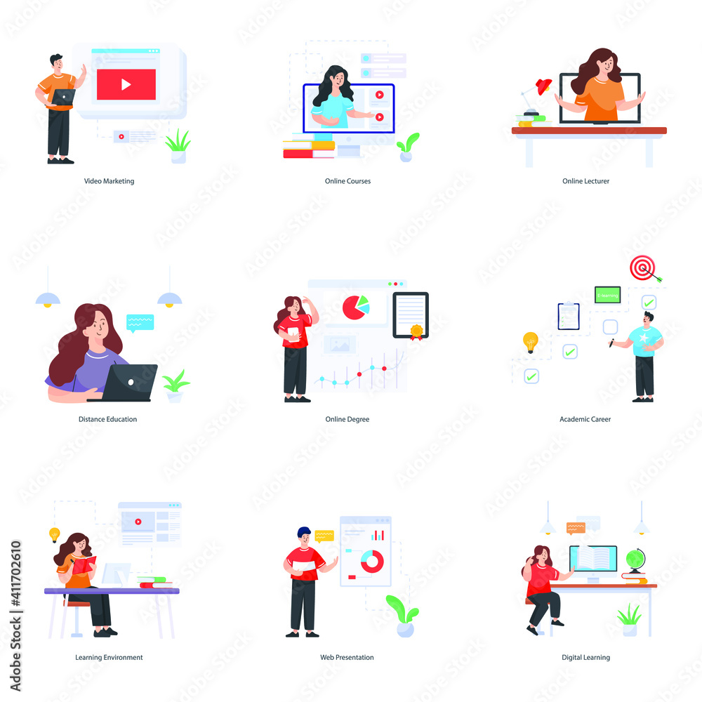 Distance Education Vector Illustrations Pack
Distance Education Vector Illustrations Pack