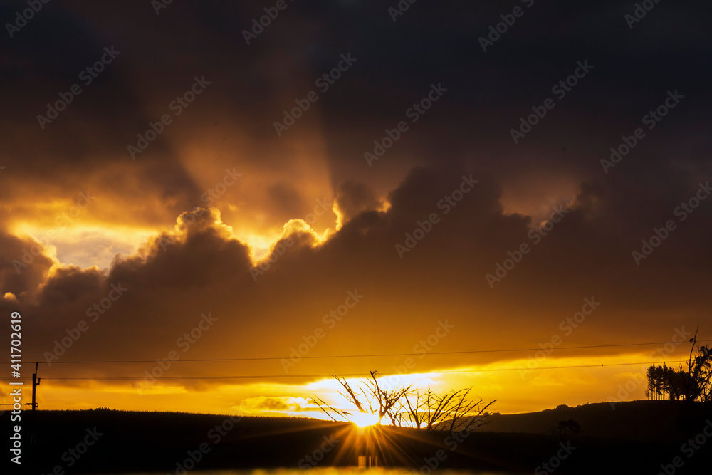 Fototapeta premium Sunset over the Coromandel in New Zealand