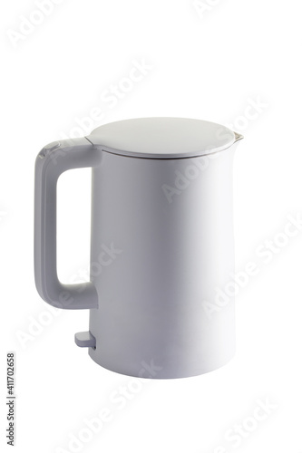 white plastic electric kettle isolated on white background.