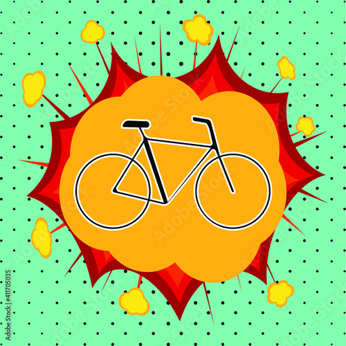 Bike sign, pop art explosion, vector illustration for design