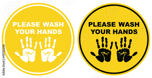 Wash your hands or sanitize hands mandatory sign. for preventing coronavirus covid-19 concept 