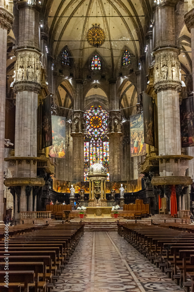The interior of the Cathedral of Milan - Duomo di Milano in Milan, Italy