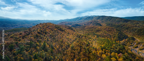 Aerial Panorama of Blue Ridge Mountains