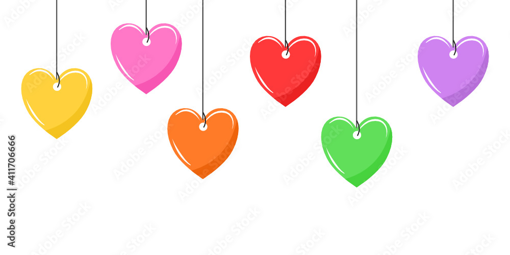 set of colorful hearts on white background. set of colorful hearts on white background.