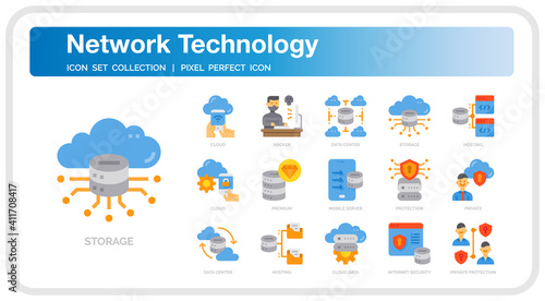 Network technology icon set