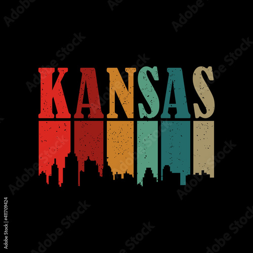 Kansas city retro vintage vector illustration. Good for greeting card and t-shirt print, flyer, poster design, mug.