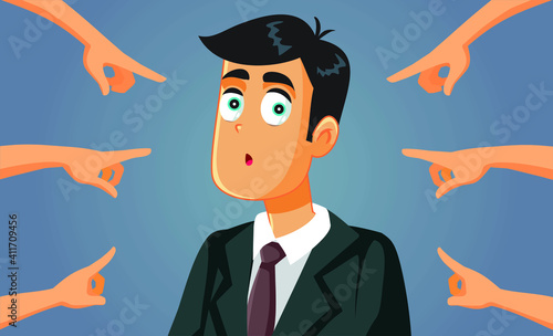 Hands Pointing to a Confused Business Man