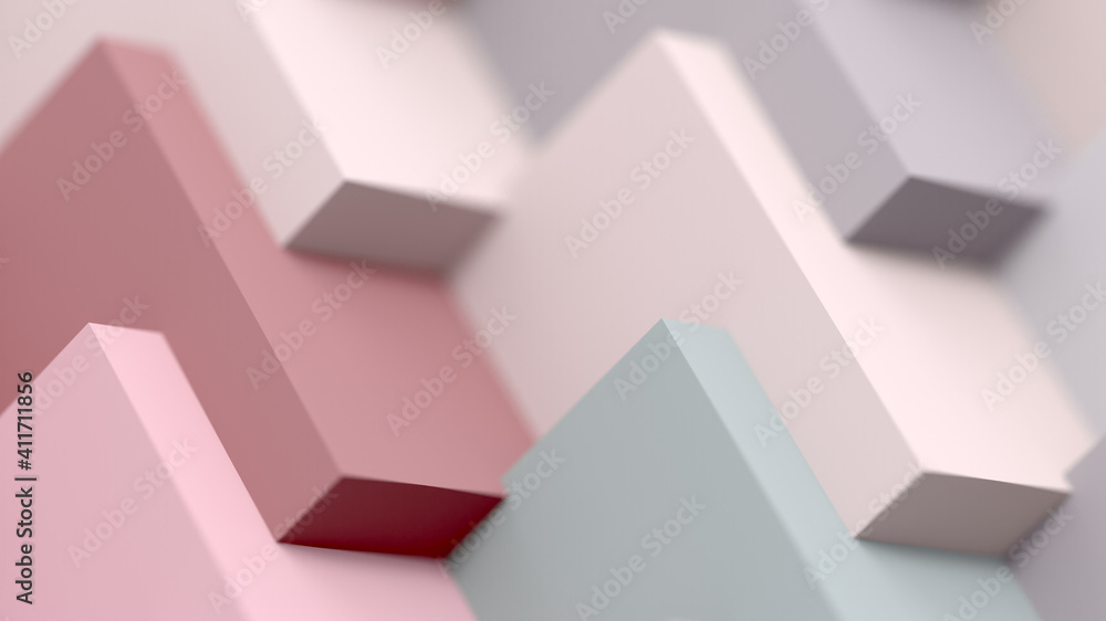 3d Abstract Tile Maze Minimal Background Wallpaper Render in Grey and Pastel Pink Color