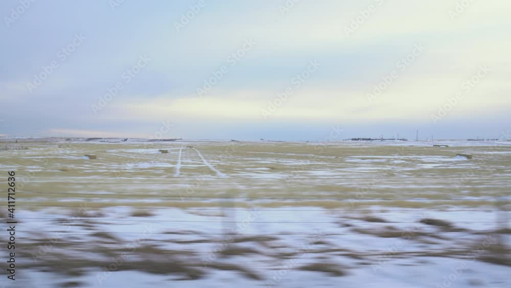 Winter dive along snow covered farm fields on the Alberta prairies in Rocky View County Canada. Winter dive along snow covered farm fields on the Alberta prairies in Rocky View County Canada.
