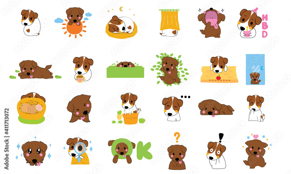 Obraz premium Cute dogs cartoon vector set