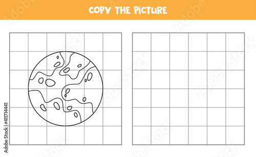 Copy the picture. Planet Mars. Logical game for kids.