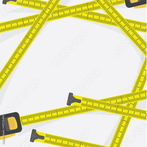 Tape Measure Multiple On White Background Vector Illustration.