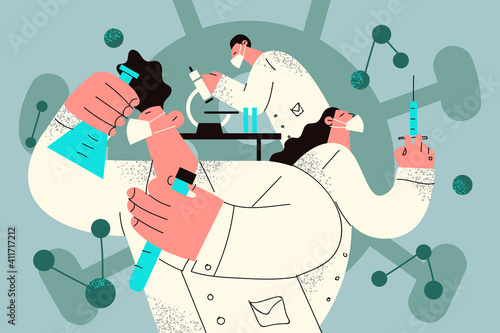 Working in chemical laboratory making research concept