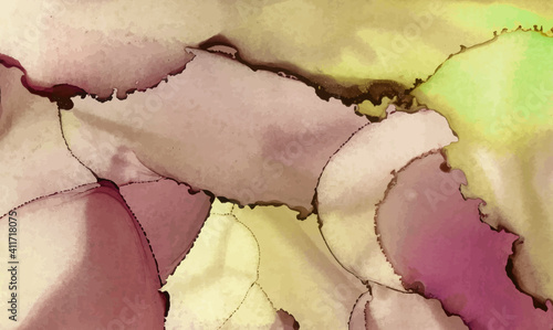 Alcohol ink vector texture banner. Fluid ink abstract background.