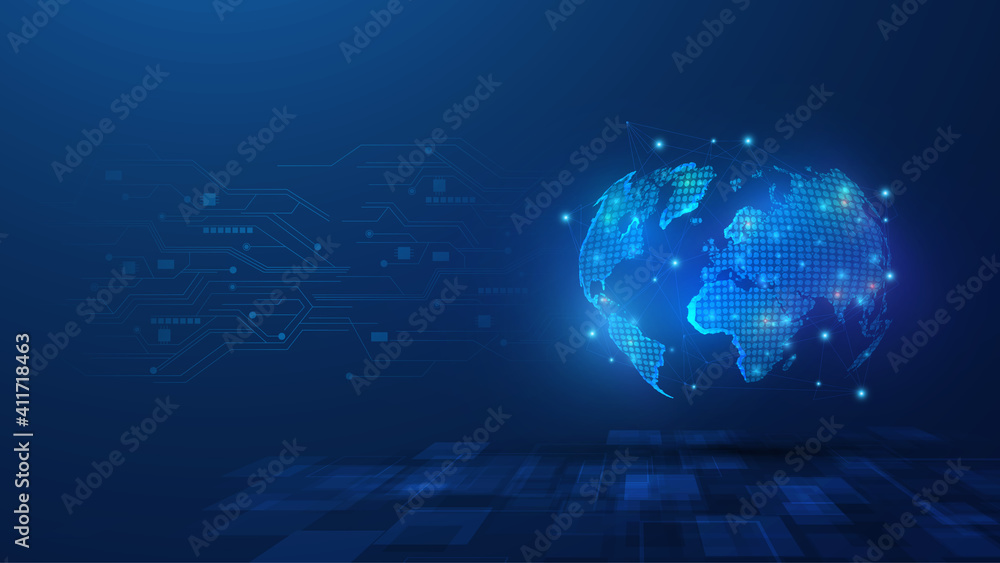 Naklejka premium abstract world map futuristic sci fi hi tech concept design background eps 10 vector
