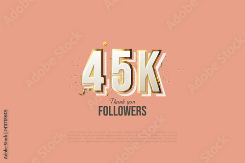 45k followers with modern graffiti number font illustration.