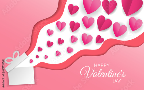 14 th February Happy Valentine's Day vector illustration background with hearts.