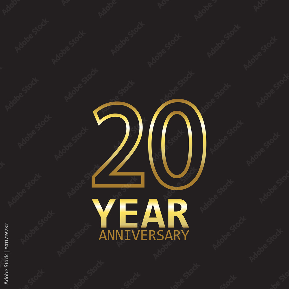 20 Year Anniversary Logo Vector Template Design Illustration gold and black 20 Year Anniversary Logo Vector Template Design Illustration gold and black