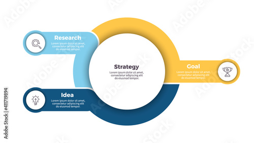 Business infographic. Organization chart with 3 options. Vector template.